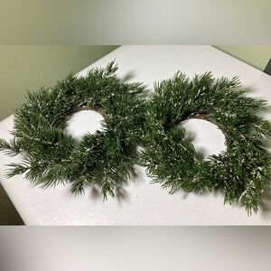 Set of Two 12” Green Pine plastic candle rings